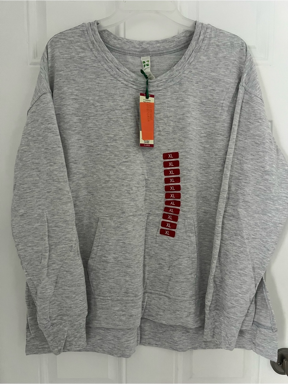 NWT Green Tea Gray Sweatshirt Pocket  Crewneck Casual Long Sleeve XL # 850